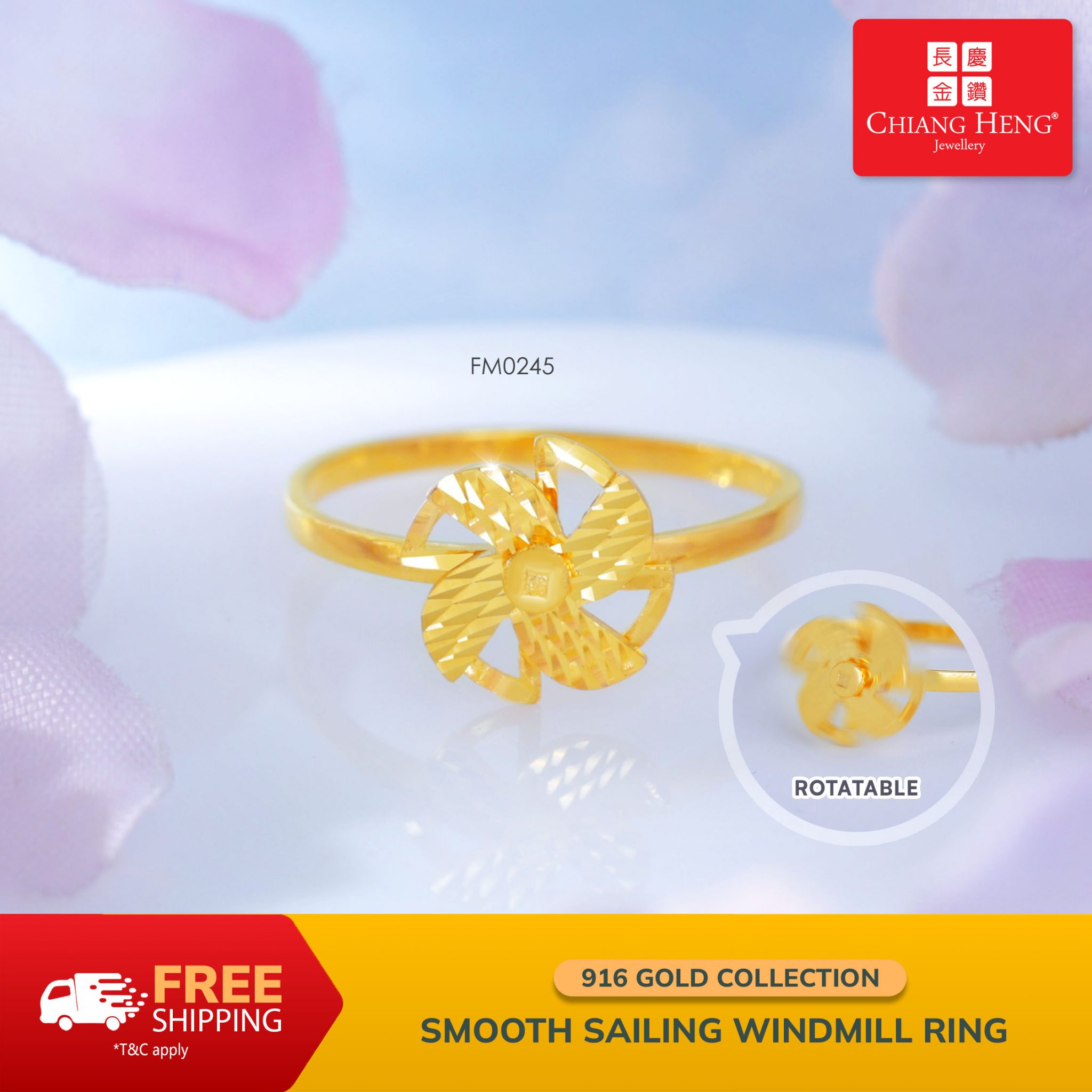 916 Gold Smooth Sailing Windmill Ring – Chiang Heng